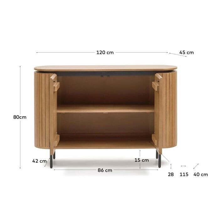 Kave Home Licia sideboard with 2 doors made from solid mango wood 120 x 80 cm