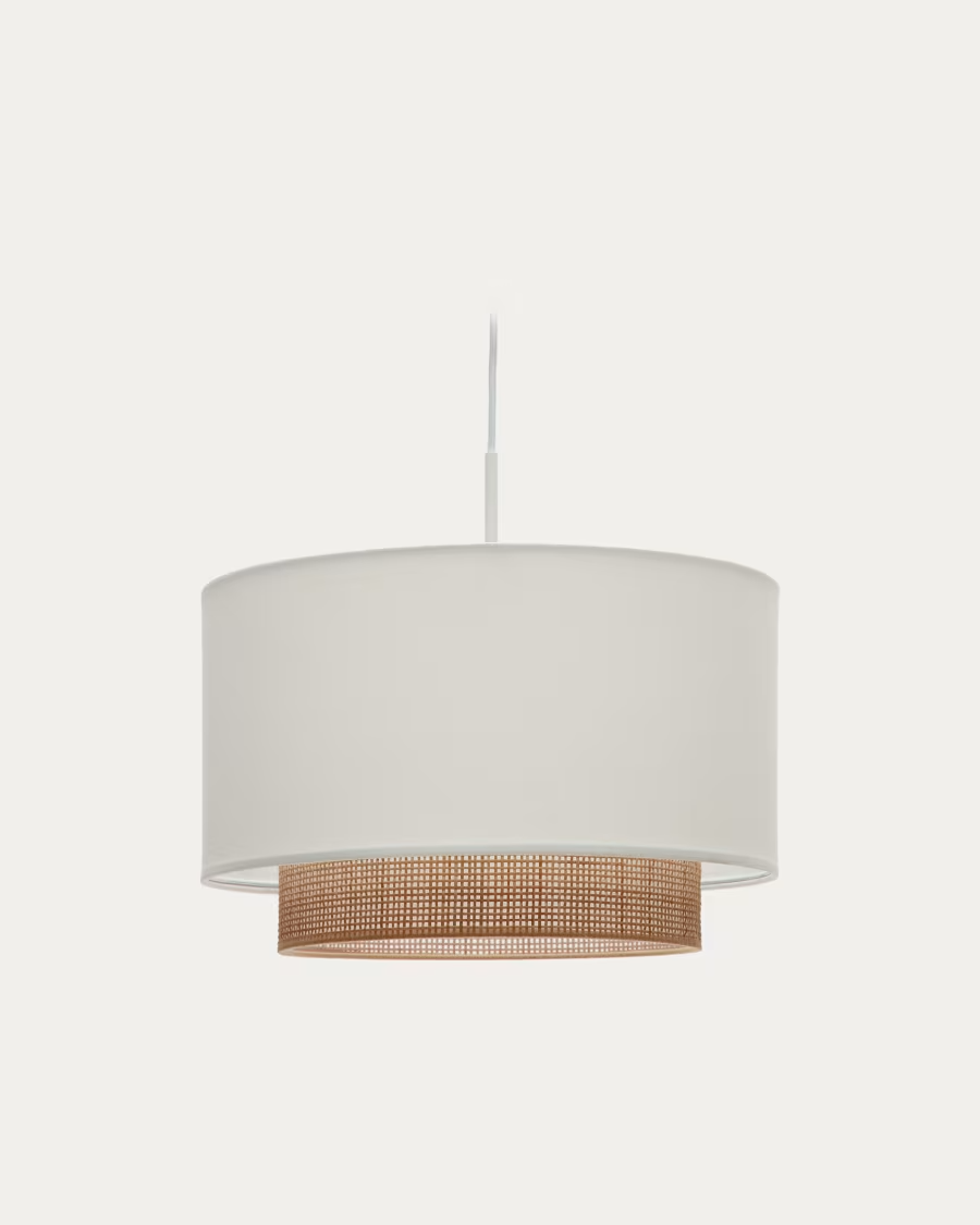 Kave Home Erna bamboo ceiling lampshade with natural, white finish Ø 40 cm