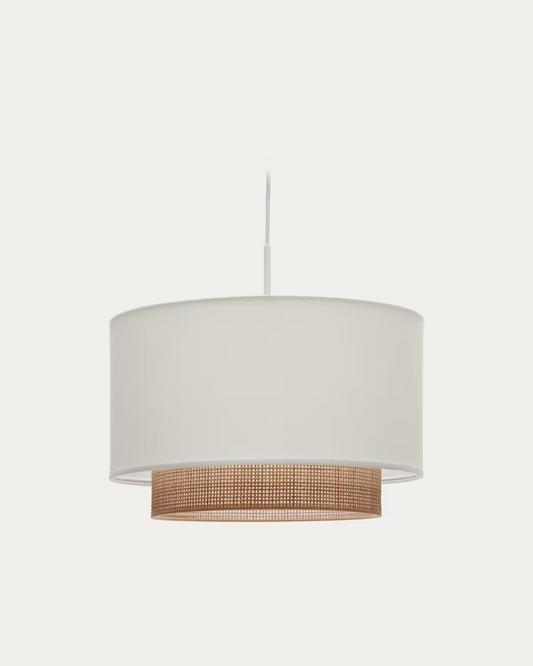 Kave Home Erna bamboo ceiling lampshade with natural, white finish Ø 40 cm