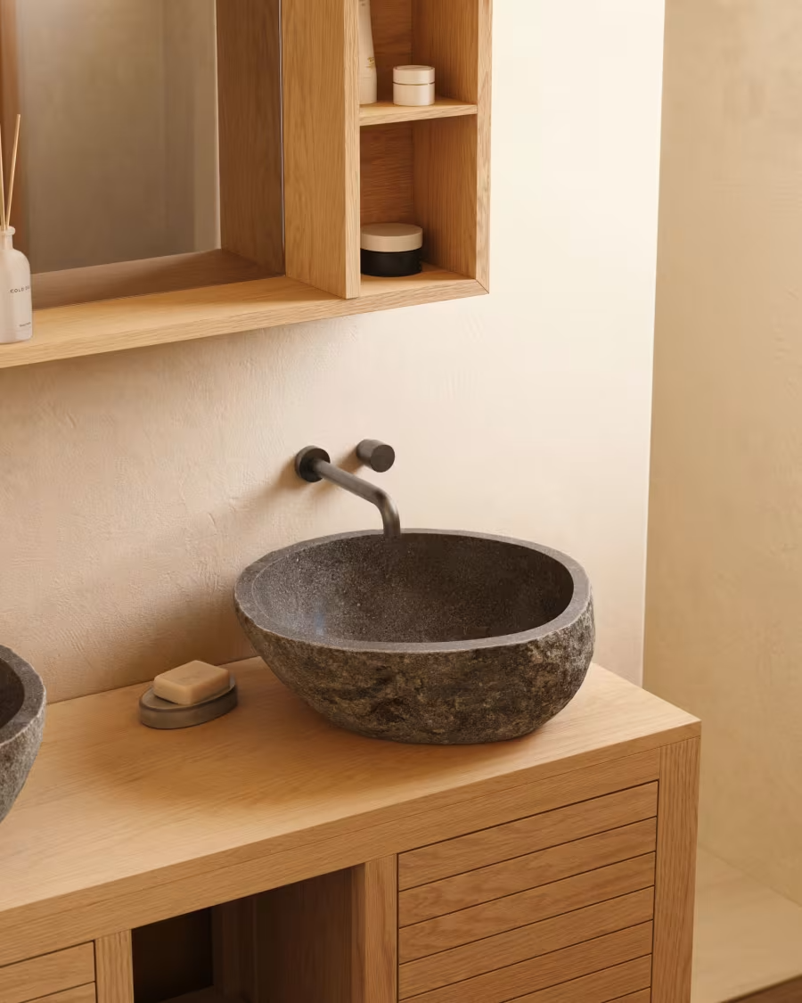 Kave Home Tetsu stone wash basin, Ø 40 cm