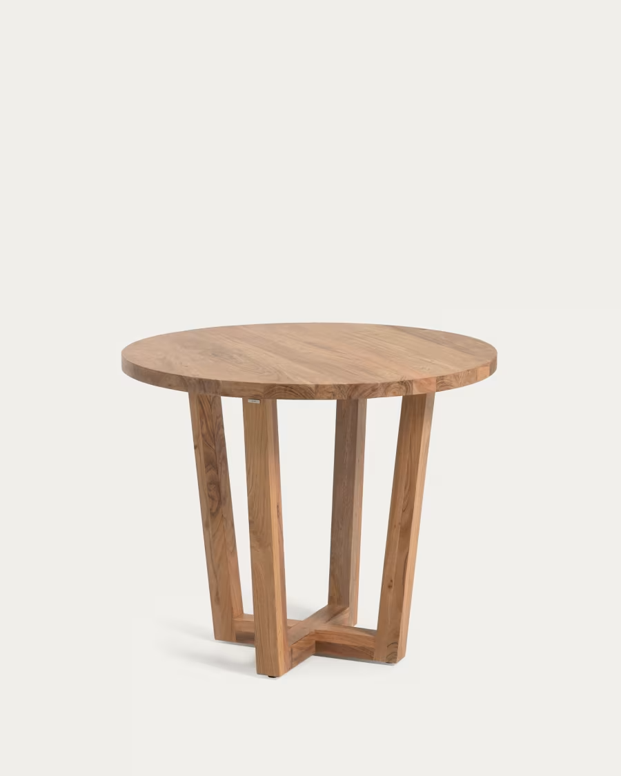 kave home Nahla round table made from solid acacia wood with natural finish Ø 90