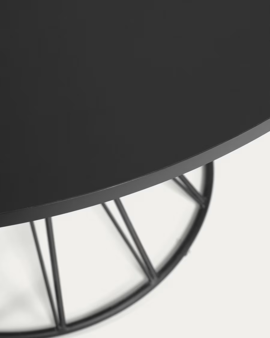 Kave Home Niut round Ø 120 cm black laquered DM table with steel legs with black