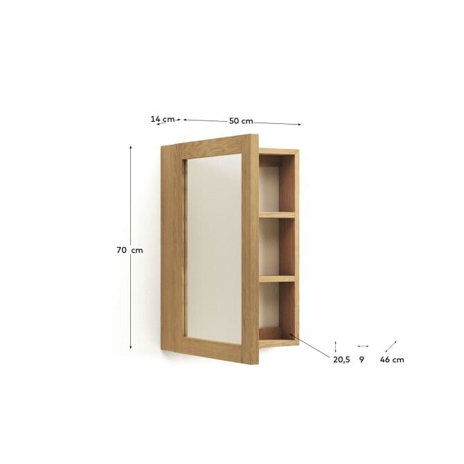 Kave Home Plubia medicine cabinet with mirror in solid teak, 50 x 70 cm