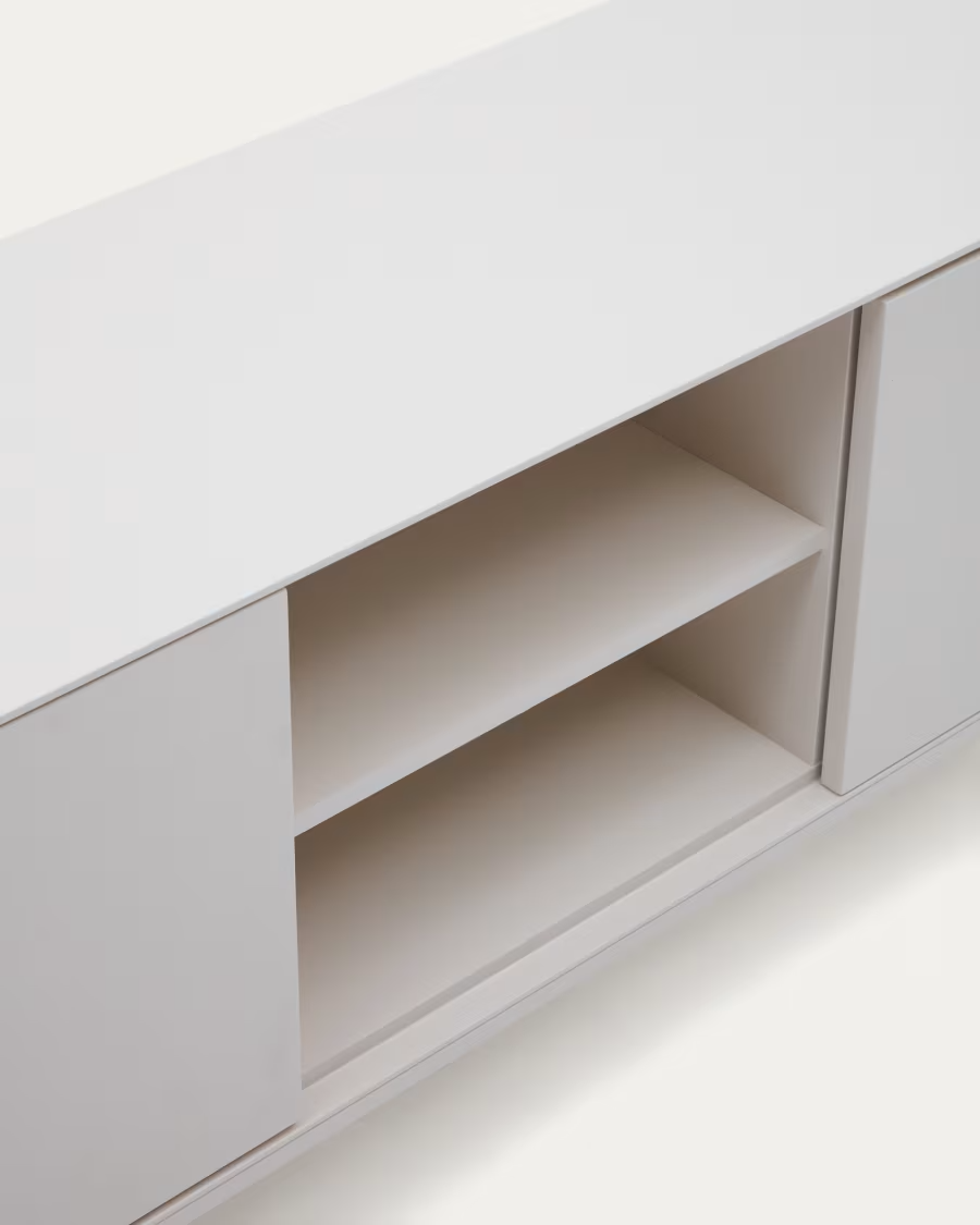 Kave Home Vedrana TV 3-door cabinet white lacquered MDF 195 x 55 cm