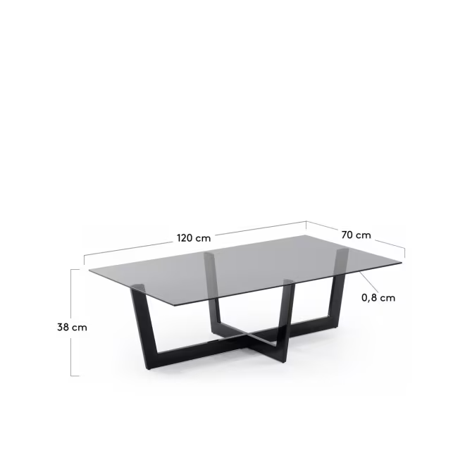 Kave Home Black glass Plam coffee table 120 x 70 cm