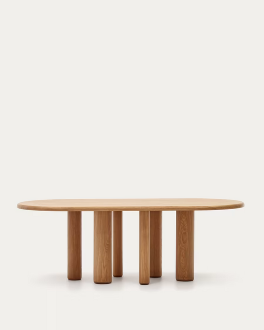 Kave Home Mailen oval table in ash wood veneer with natural finish, Ø 220 x 105