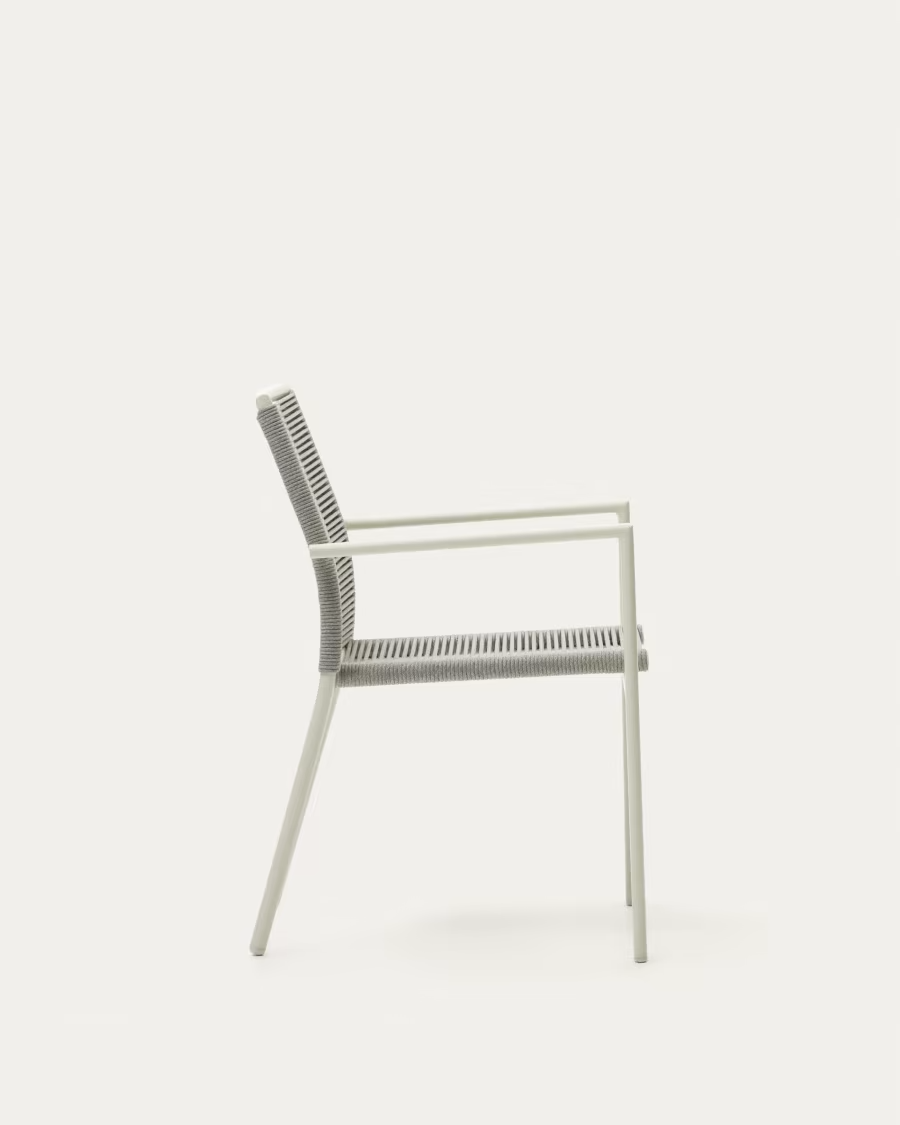 Kave Home 4 x Culip aluminium and cord stackable outdoor chair in white