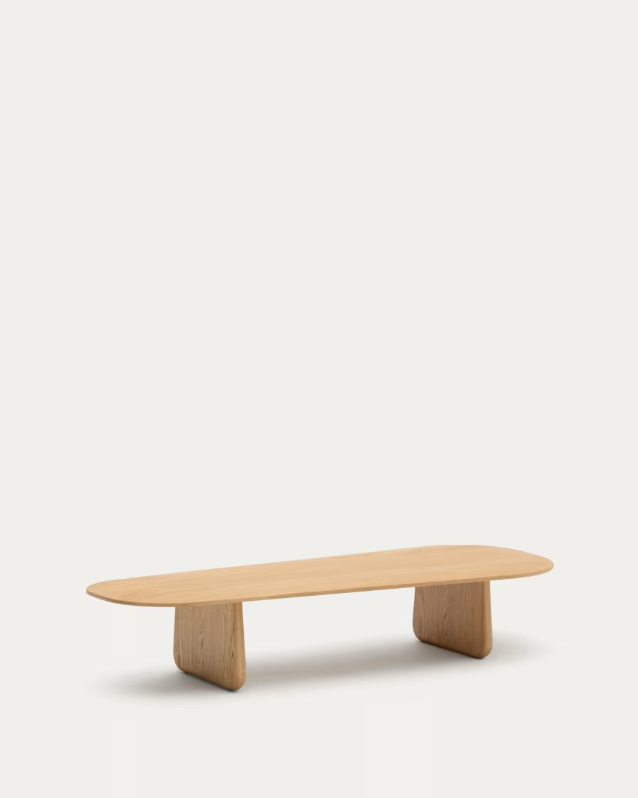 Kave Home Pirita coffee table made from solid oak wood in a natural finish, 146