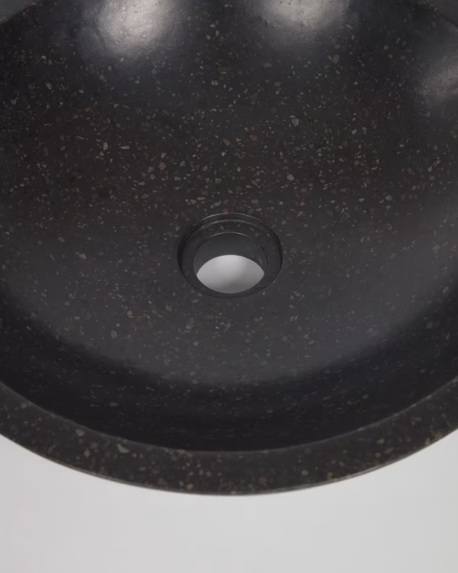 Kave Home Delina countertop washbasin in black terrazzo Ø 40 cm