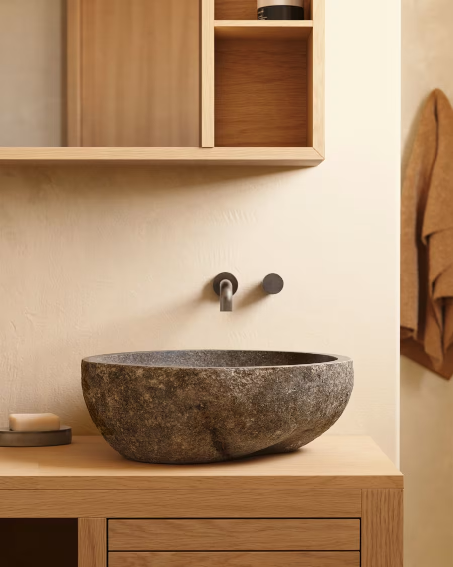 Kave Home Tetsu stone wash basin, Ø 40 cm