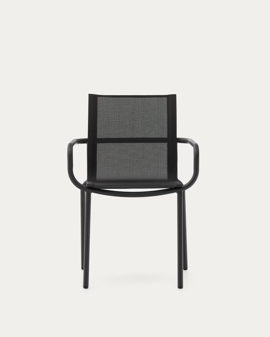 Kave Home 6 x Galdana stackable outdoor chair made of aluminum in dark grey