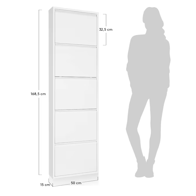 Kave Home Shoe rack Ode 50 x 168,5 cm 5 doors white