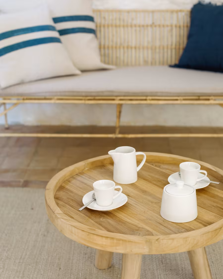 Kave Home Glenda round solid teak wood coffee table, Ø 55 cm