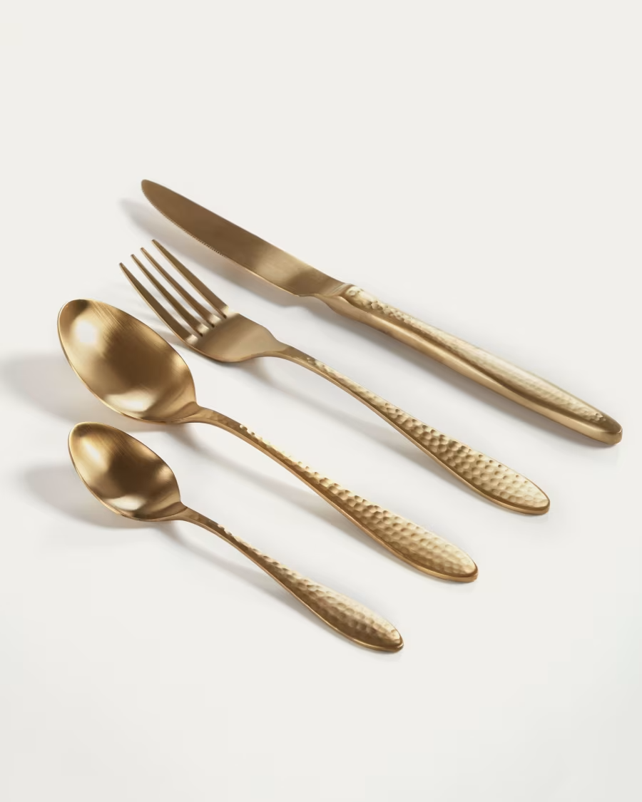 Kave Home Yarine set of 16 gold cutlery