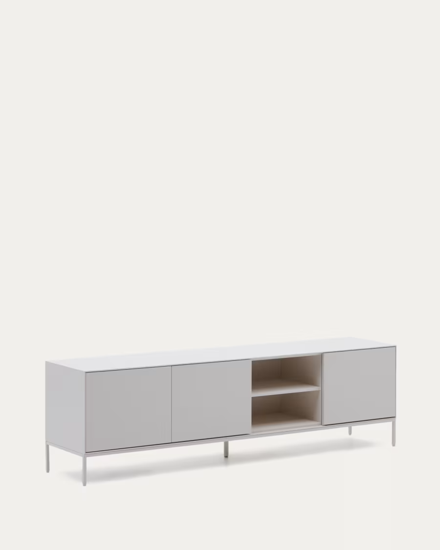 Kave Home Vedrana TV 3-door cabinet white lacquered MDF 195 x 55 cm