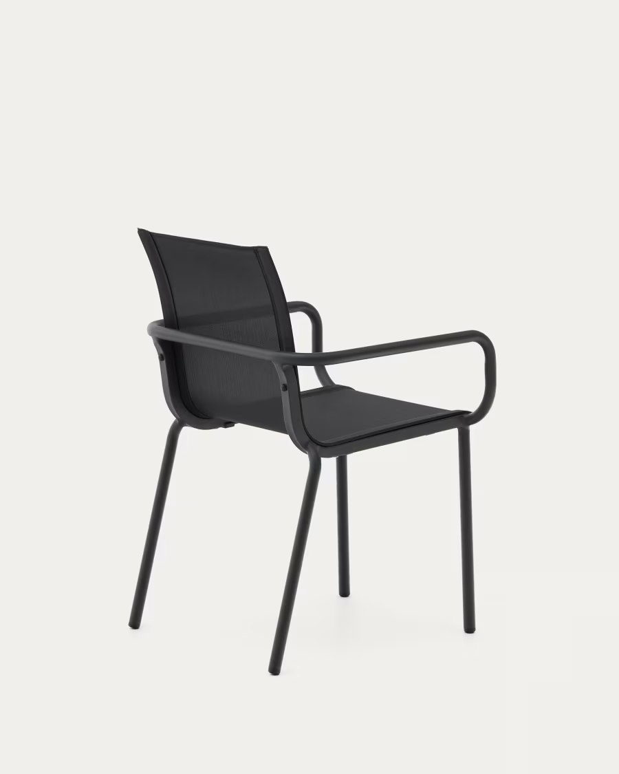 Kave Home 6 x Galdana stackable outdoor chair made of aluminum in dark grey