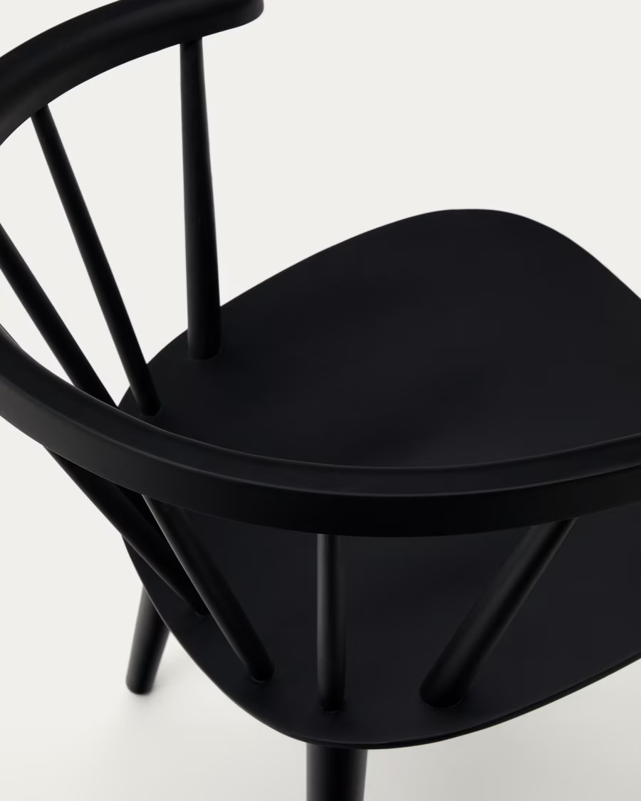 Kave home Trise MDF and solid rubber wood chair with black lacquer