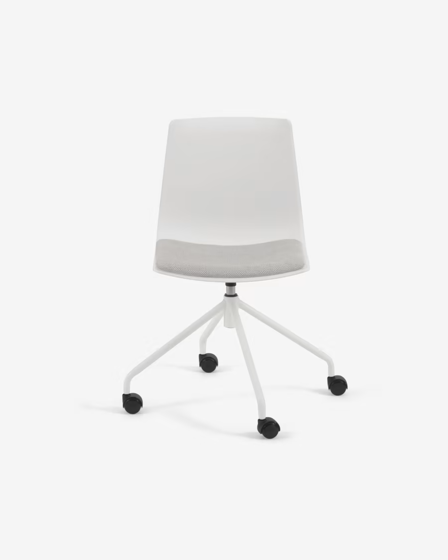 Kave Home Ralfi white desk chair with light grey seat