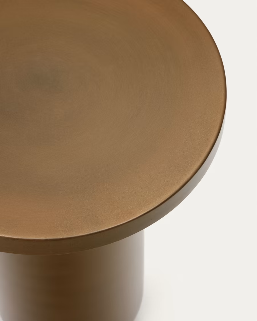 Kave Home Malya metal round side table in brushed copper, Ø 40.5 cm