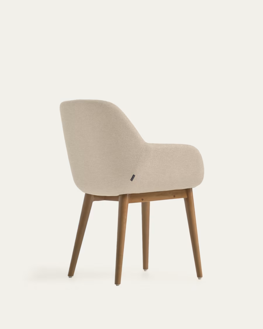 Kave Home 2 x Konna chair in beige with solid ash wood legs in a dark finish