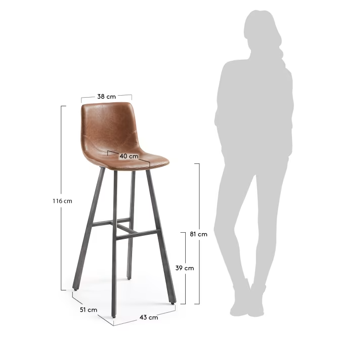 Kave Home 2 x Oxid brown Trap barstool height 81 cm