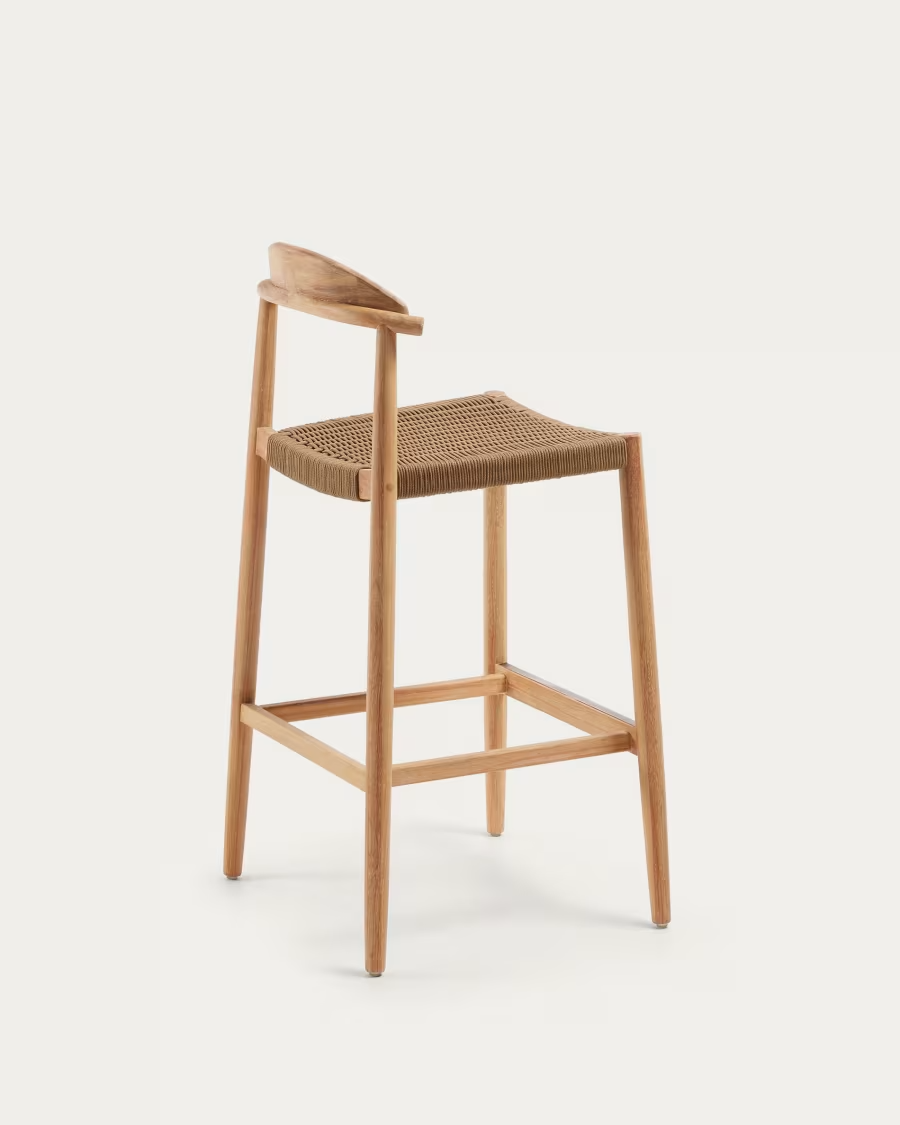 Kave Home 2 x Nina stool in solid acacia wood, height 76 cm