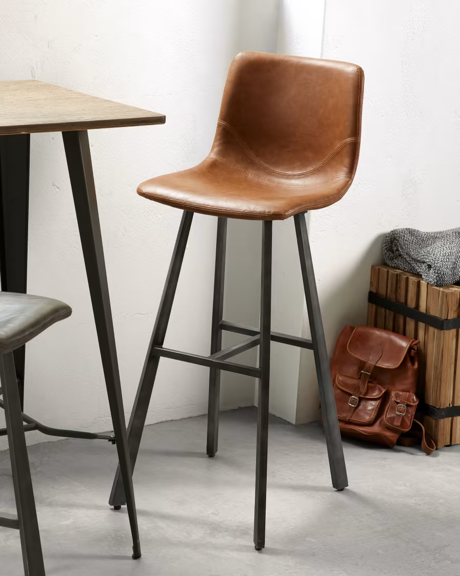 Kave Home 2 x Oxid brown Trap barstool height 81 cm