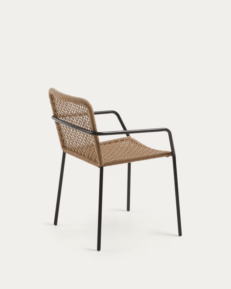 Kave Home Ellen stackable chair in beige cord with galvanised steel