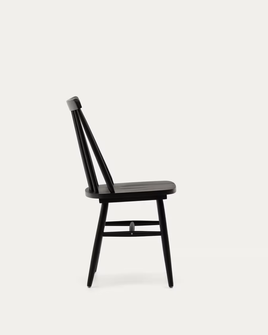 Kave Home Tressia MDF and solid rubber wood chair with black lacquer