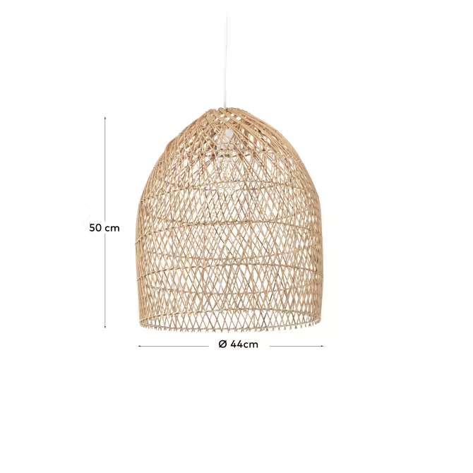 Kave Home Domitila ceiling light shade in 100% rattan with natural finish Ø 44