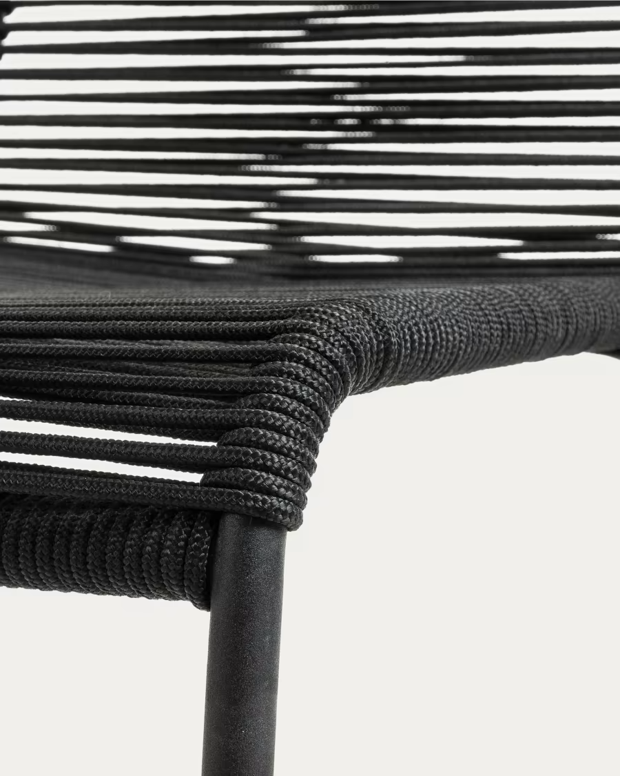 Kave Home 2 x Lambton stackable chair in black rope steel with black finish