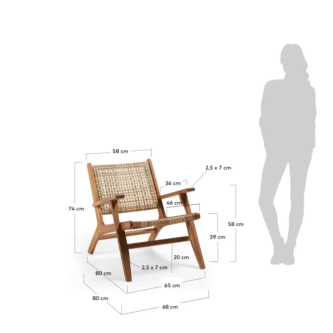 Kave Home Grignoon chair, made from solid acacia wood and woven wicker