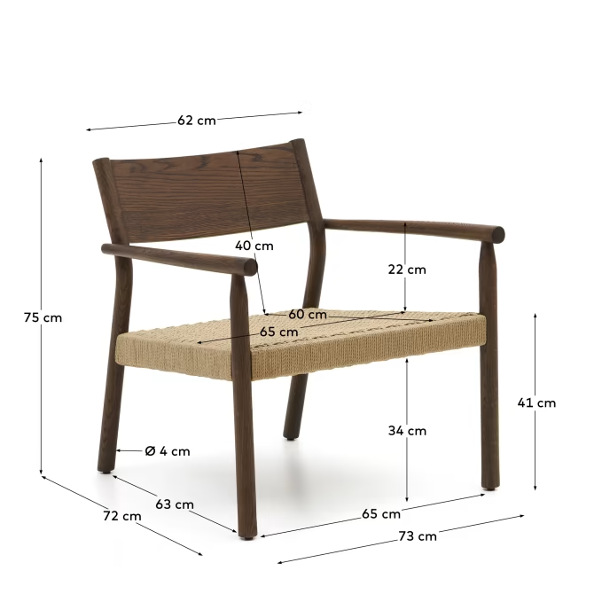 Kave Home Yalia armchair in solid oak with a walnut finish