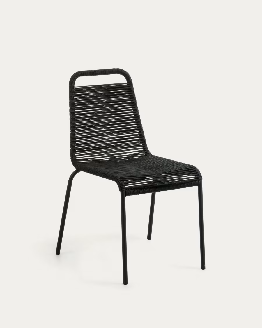 Kave Home 2 x Lambton stackable chair in black rope steel with black finish