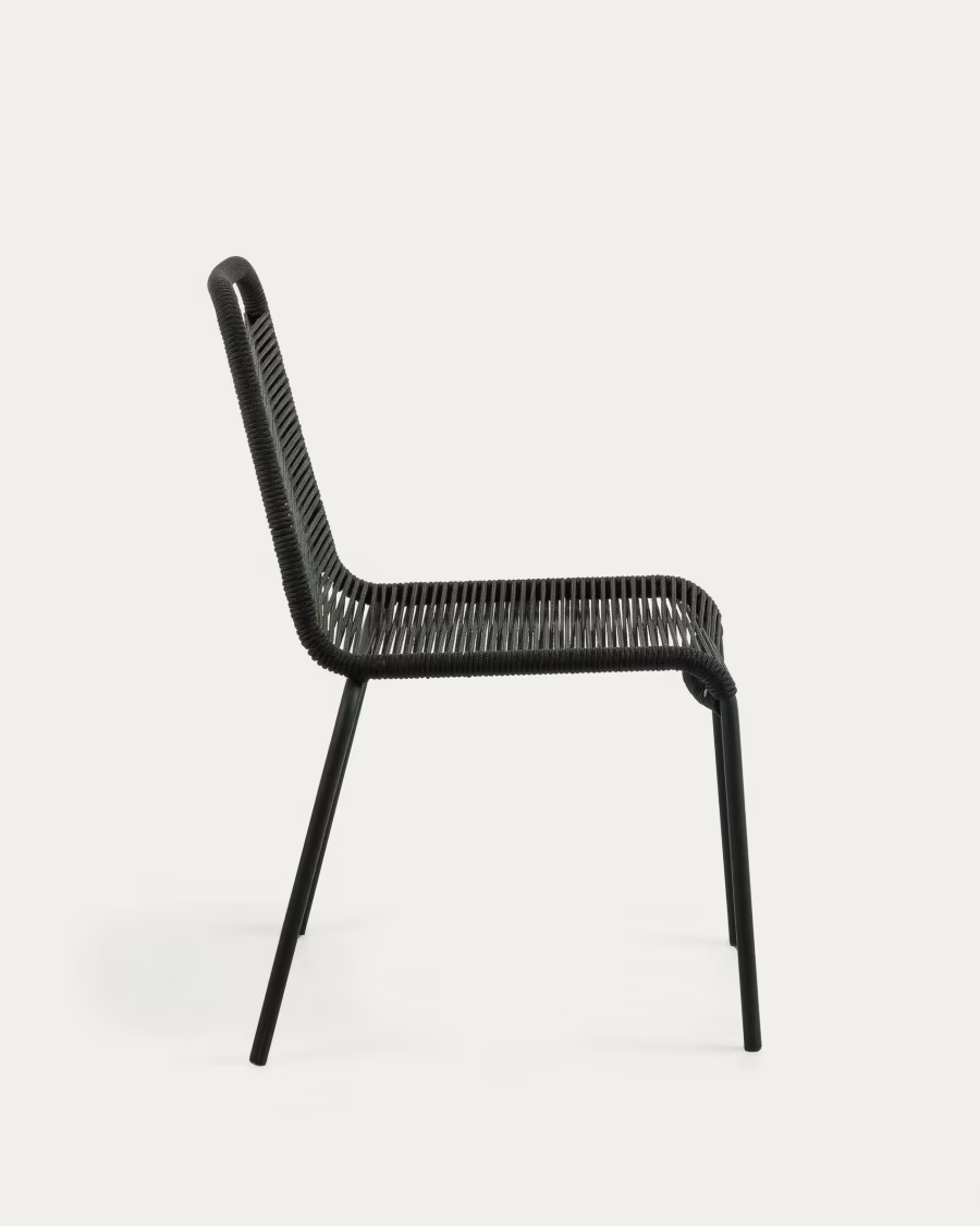 Kave Home 2 x Lambton stackable chair in black rope steel with black finish