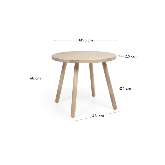 Kave Home Round Dilcia kids table in solid rubber wood Ø 55 cm