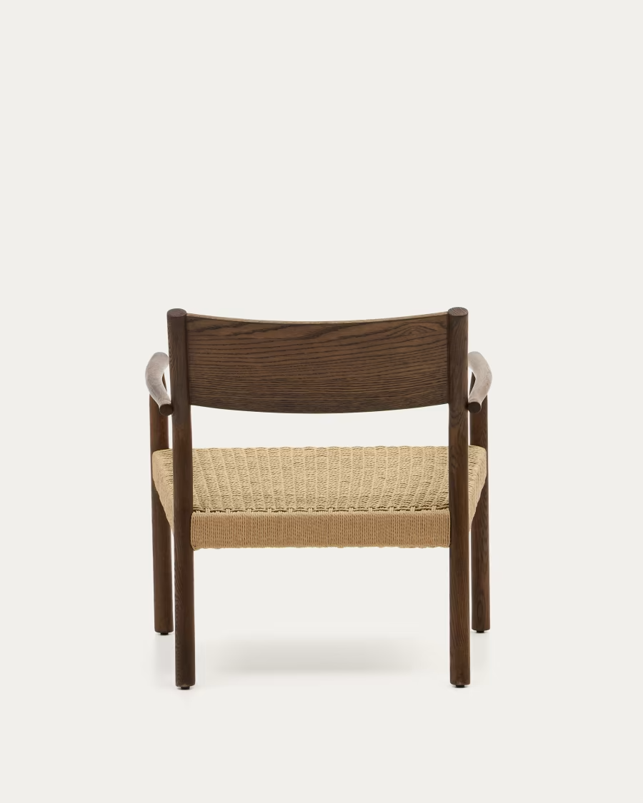 Kave Home Yalia armchair in solid oak with a walnut finish