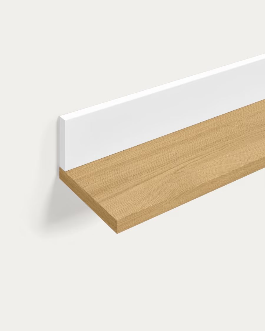 Kave Home Abilen shelf in 100% FSC oak veneer and white lacquer 80 x 15 cm