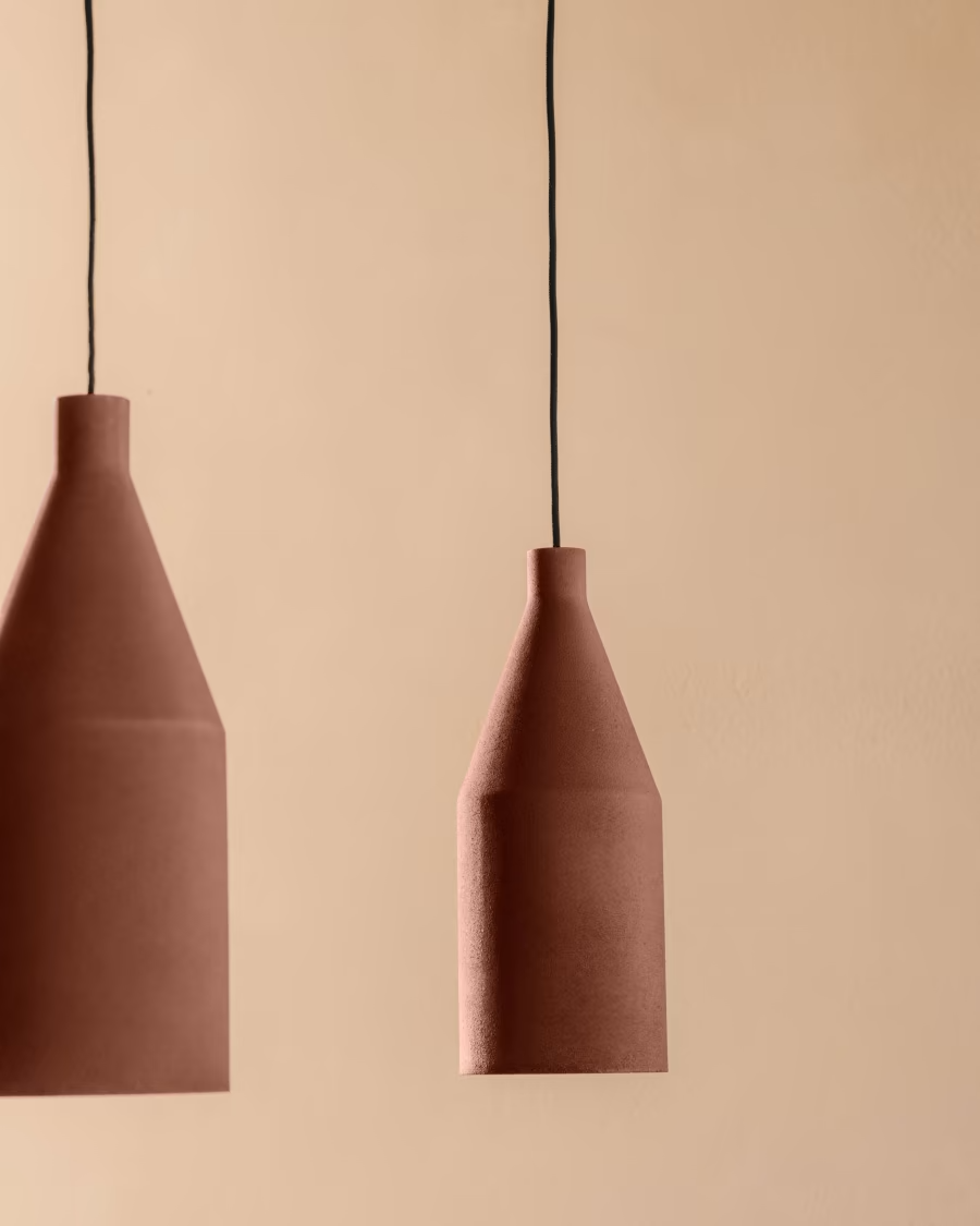 Kave Home Peralta ceiling lamp in metal with a terractotta painted finish, Ø 15