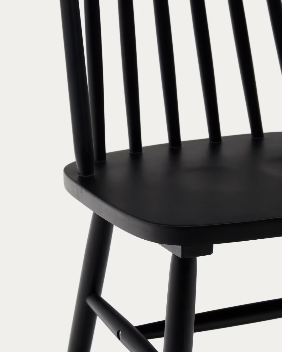 Kave Home Tressia MDF and solid rubber wood chair with black lacquer