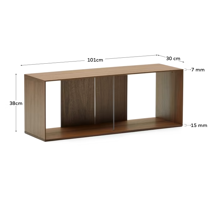 Kave Home Litto large shelf module in walnut veneer, 101 x 38 cm