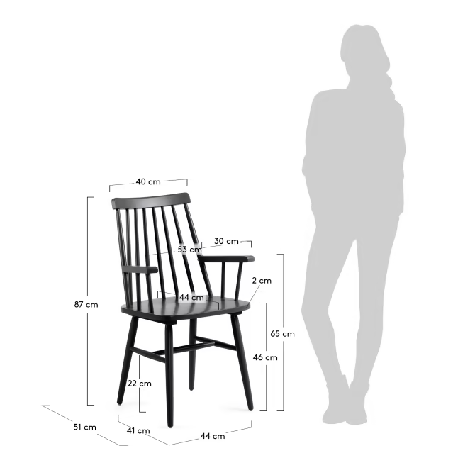 Kave Home Black Tressia chair with armrests