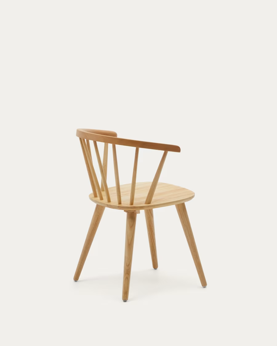 Kave Home 2 x Trise MDF and solid rubber wood chair with natural lacquer