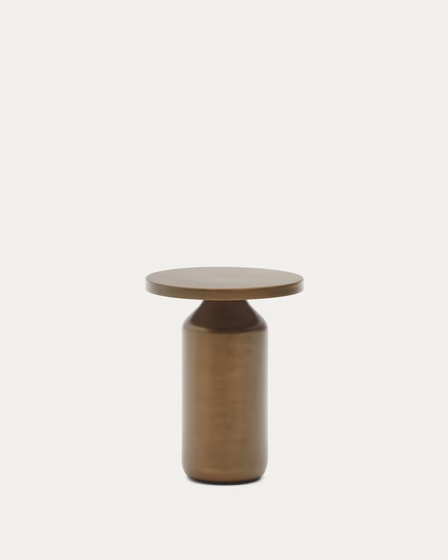 Kave Home Malya metal round side table in brushed copper, Ø 40.5 cm