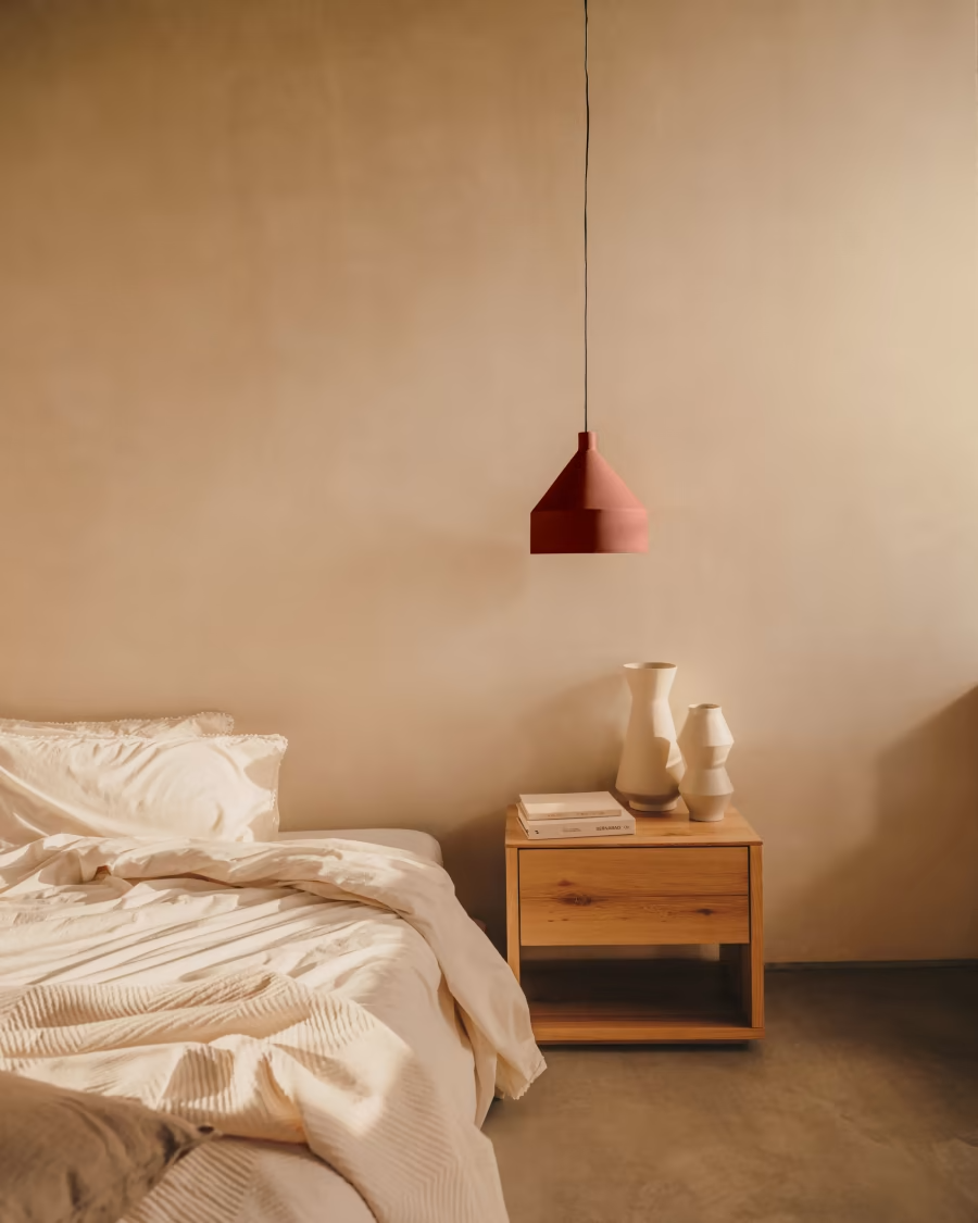 Kave Home Peralta ceiling lamp in metal with a terractotta painted finish, Ø 30