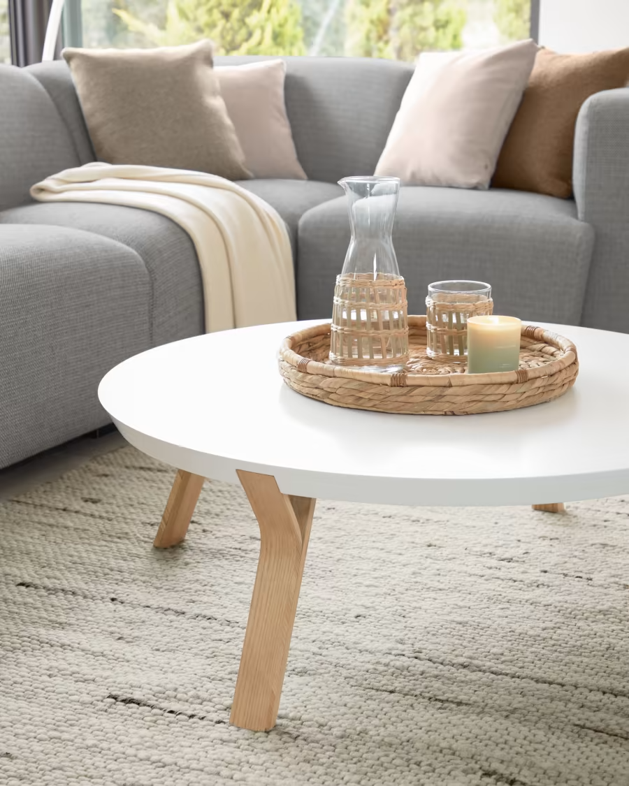 Kave Home White and ash Dilos coffee table Ø 90 cm