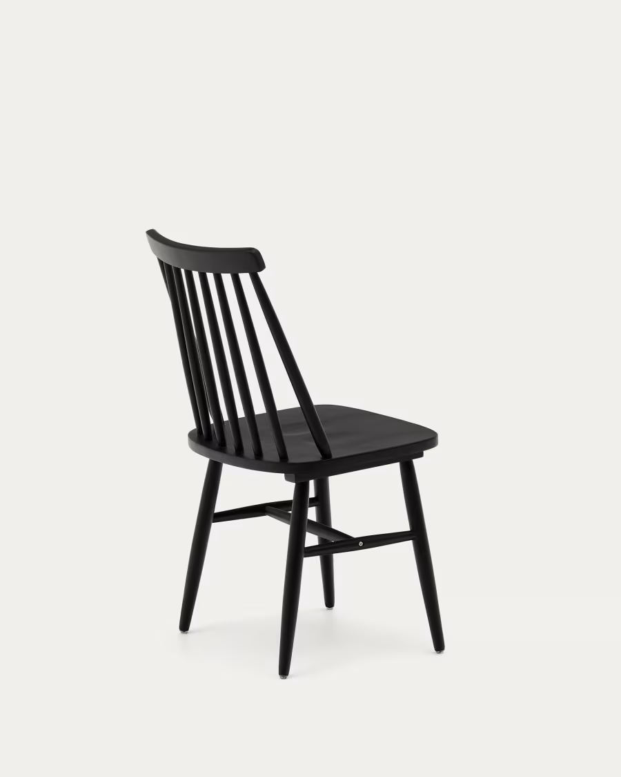 Kave Home 2 x Tressia MDF and solid rubber wood chair with black lacquer