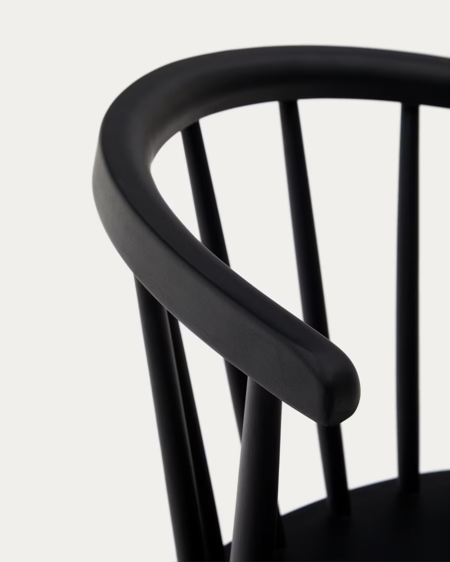 Kave Home 2 x Trise MDF and solid rubber wood chair with black lacquer