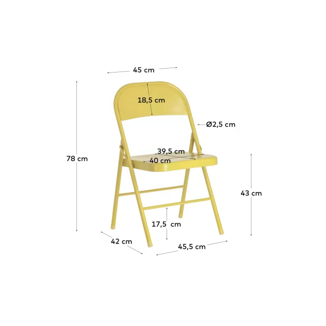 Kave Home Aidana metal folding chair in mustard