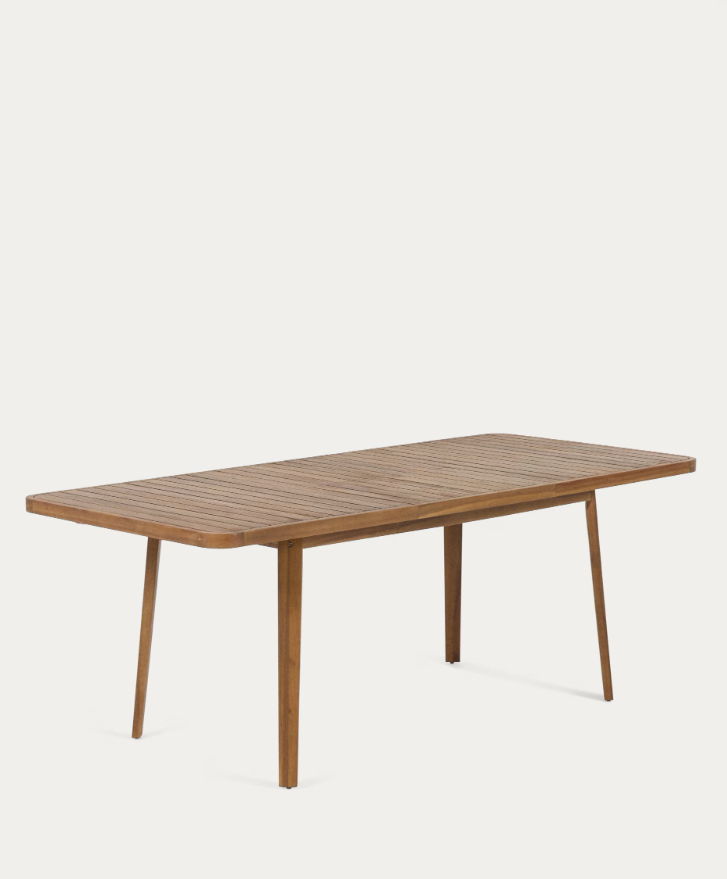 Kave Home Vilma extendible outdoor table in solid acacia wood 90 x 143 (200) cm